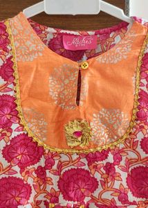 Orange And Pink Sharara Set 6-7 Year Girl