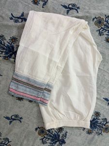 White Embroidered Pants