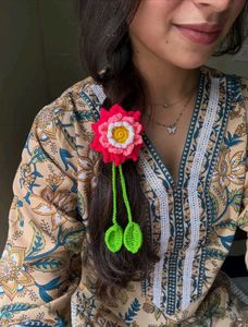 Crochet Lotus Flower Hair Tie 🪷