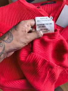 Korean Urban Outfitters Red Ribbed Top
