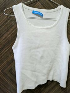 White Ribbed Tank Top