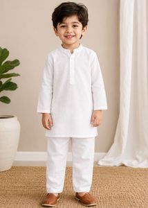 Boys White Kurta Pajama Set