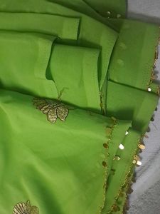 Vibrant Green Embroidered Saree