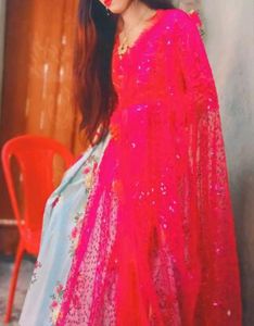 Floral Lehenga Choli with Pink Dupatta
