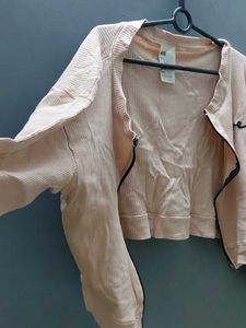 Pink Cropped Zip-Up Jacket