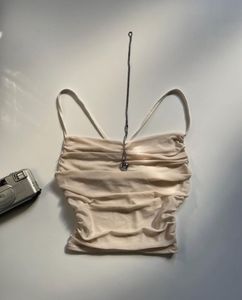 Sheer Ruched Cream Top