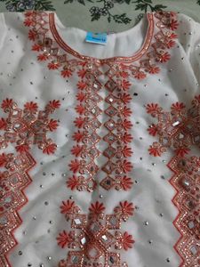 Embroidered Kurta with Mirror Work