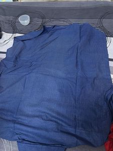 Men's Blue Textured Short Sleeve Shirt