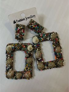 Boho Beaded & Seashell Statement Earrings
