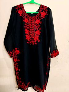 😇✨Black Pakistani Kurta with Red Embroidery❤️