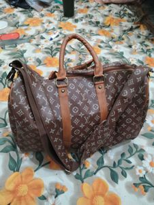 Brown Patterned Gym &amp; Travel Bag