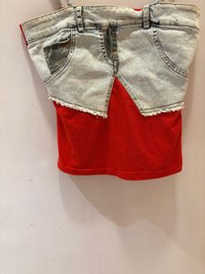 Unique Denim &amp; Red Cami Top