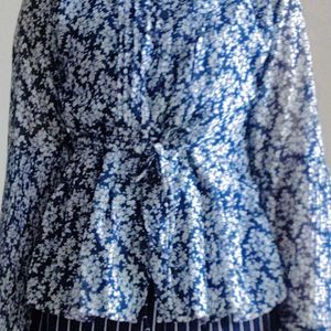Dark Blue Color Floral Print Top