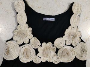 Black Dress/ Top with Floral Applique