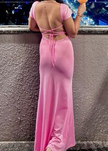 NEWME Elegant Pink Maxi Dress