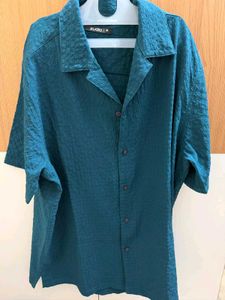 Men's Teal Textured Short Sleeve Shirt