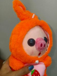 Cute Pig Plush Toy with Strawberry Detail