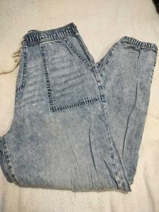 Light Wash Denim Jogger Pants