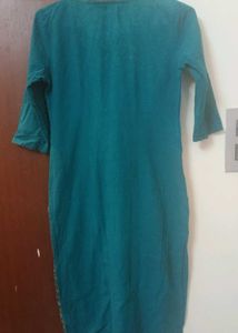Aurelia Women's Blue Straight Kurta-XS