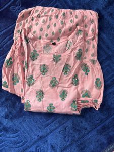 Pink Printed  Anarkali frock
