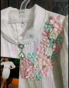 Sparkling White dress with Floral Embellishments
