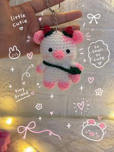 Adorable Crochet Cow Keychain