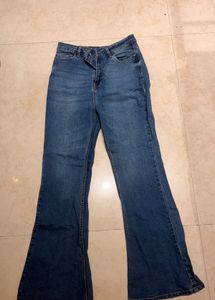 Flared Blue Denim Jeans