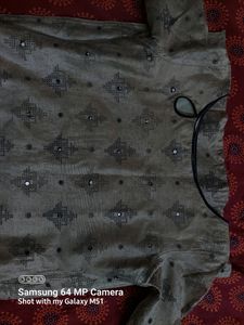Light Golden Stitched Kurti With Glass Work