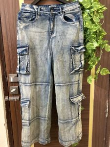 Acid Wash Cargo Jeans