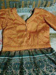 Elegant Orange &amp; Brown Printed Lehenga Choli