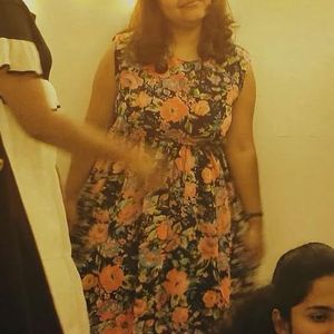 Navy Floral Print Dress