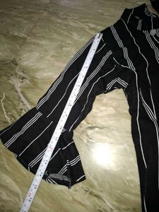 Stylish Striped Top &amp; Flared Pants Set
