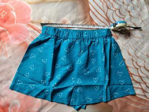Blue Heart Print Shorts
