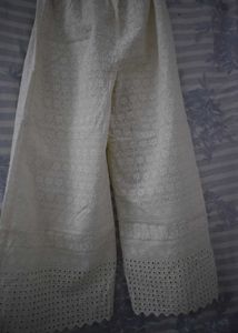 White Chikankari Palazzo Pants