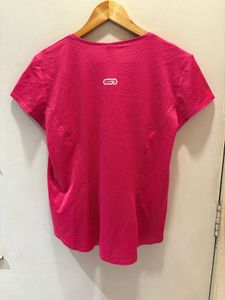 Pink V-Neck Athletic T-Shirt
