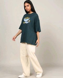 Oversized Olive Print T-Shirt