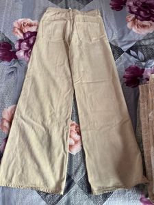Wide Leg Beige Jeans