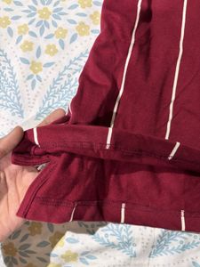 Maroon Striped Polo T-Shirt