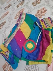Vibrant Rainbow chiffon Saree