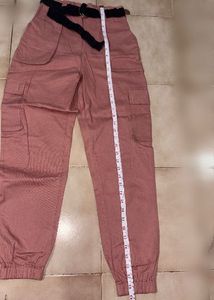Dusty Rose Cargo Pants with Belt