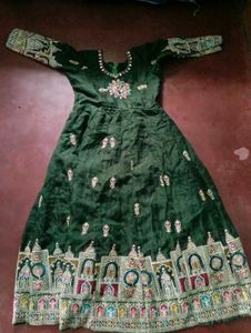 Exquisite Emerald Green Embroidered Gown