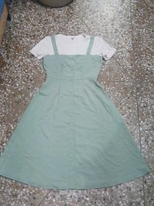 Cute Button Front Dress with T-Shirt