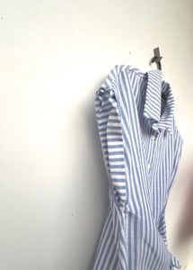 Blue Striped Wrap Blouse