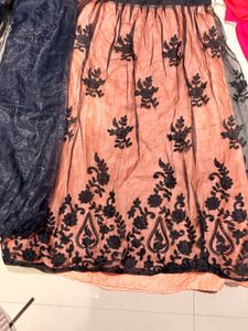 Stunning Orange &amp; Black Embroidered Lehenga