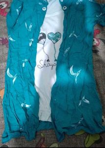 Teal Ethnic Kurta Set with White Top