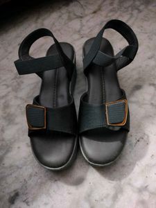 Black Wedge Heel Sandals