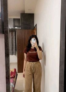 Comfortable Brown Trousers with tshirt