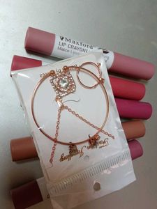 Combo of 4 Crayon lipstick and braclet set