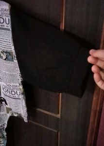Unique Comic Print Black Shirt