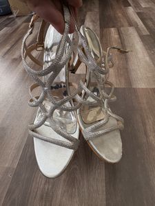 Silver Diamond Strappy Heels